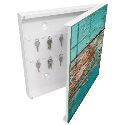 Turquoise wood Key cabinet