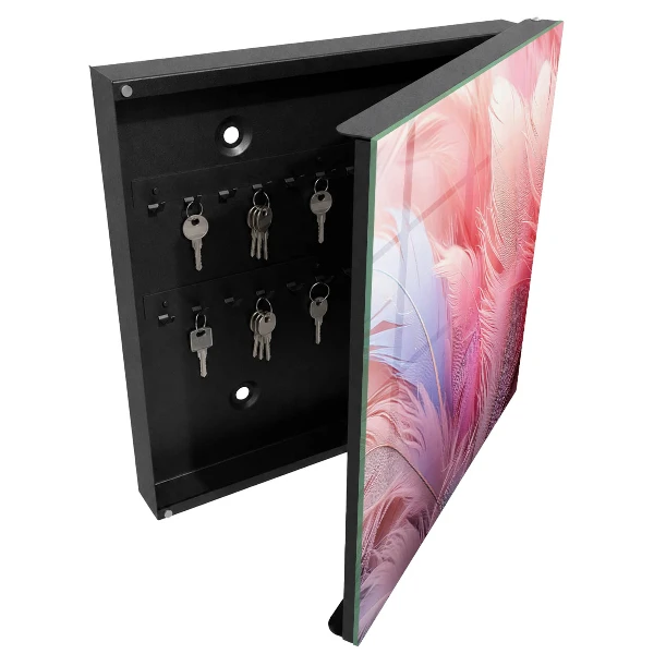 Beautiful pink feathers Key box for wall