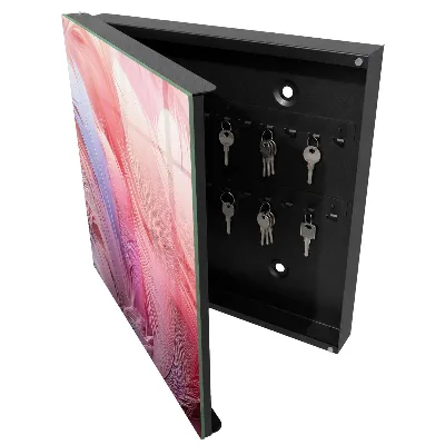 Beautiful pink feathers Key box for wall