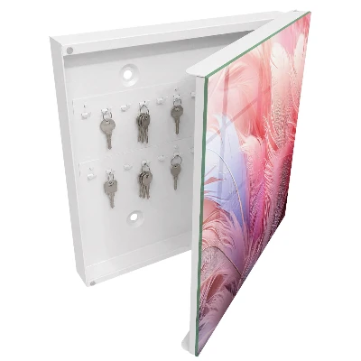 Beautiful pink feathers Key box for wall