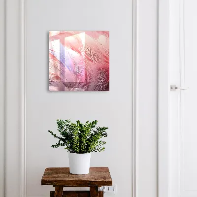 Beautiful pink feathers Key box for wall