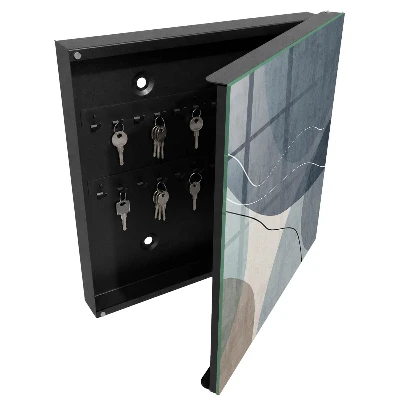 Wall mounted key box blue abstraction design