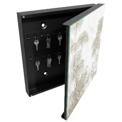 Wall-mounted key box with tropical pattern