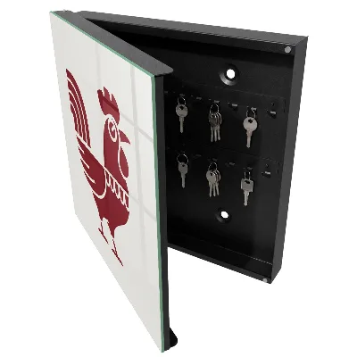Folk style rooster Key box for wall