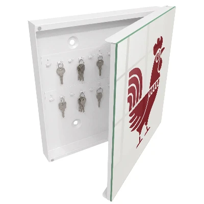 Folk style rooster Key box for wall