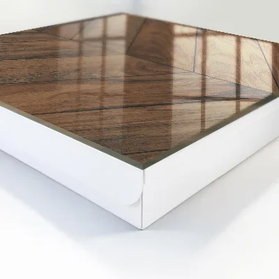 Wall-mounted key box with a wood herringbone pattern