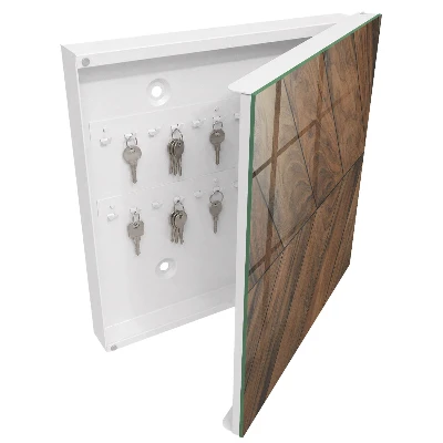 Wood herringbone Key box for wall