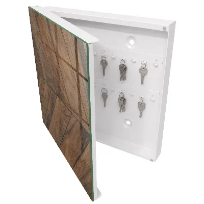Wood herringbone Key box for wall