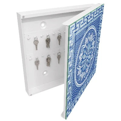 Blue mosaic Wall mounted key box