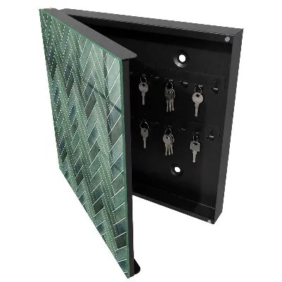 Green herringbone Key box for wall