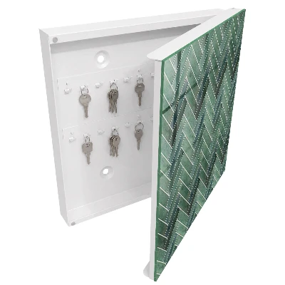 Green herringbone Key box for wall