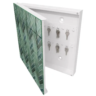 Green herringbone Key box for wall