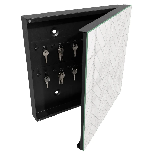 Marble herringbone Wall mounted key box