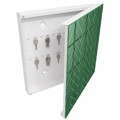 Green herringbone Key cabinet