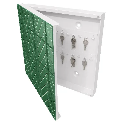 Green herringbone Key cabinet