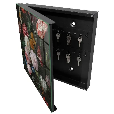 Wall mounted key box with bouquet of flowers design