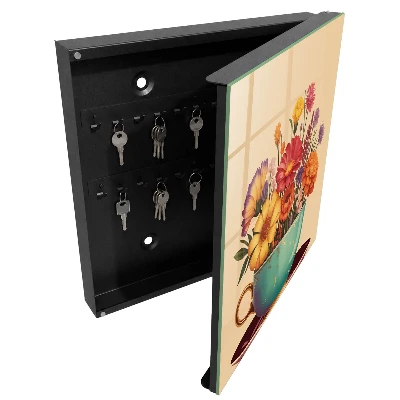 Key cabinet with flowers in a cup design