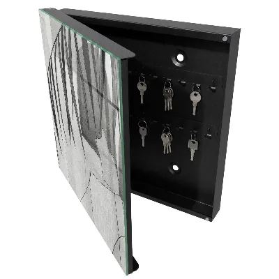Grey leaves Key box for wall