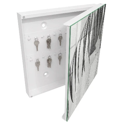 Grey leaves Key box for wall