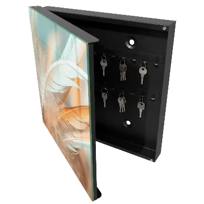 Pastel feathers Wall mounted key box