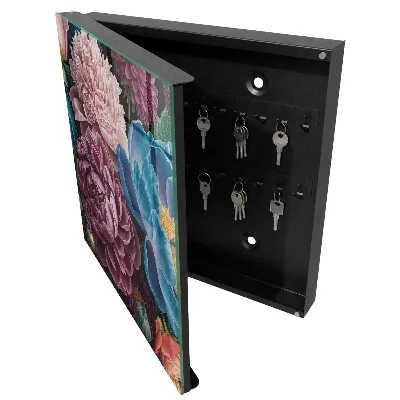 Colorful flowers Key box for wall