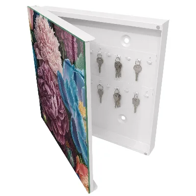 Colorful flowers Key box for wall