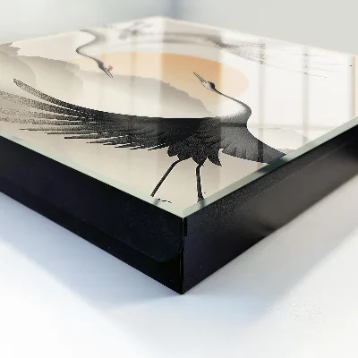 Japanese cranes against the rising sun Key box for wall