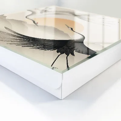 Japanese cranes against the rising sun Key box for wall