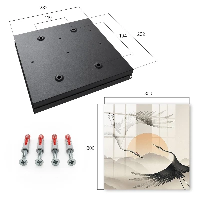 Japanese cranes against the rising sun Key box for wall