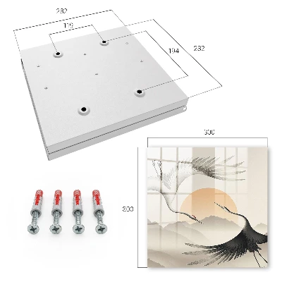 Japanese cranes against the rising sun Key box for wall