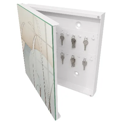 Wall mounted key box with a natural grass finish