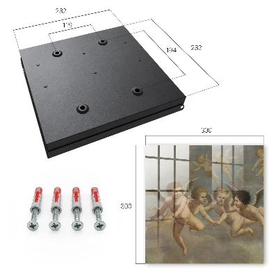 Flying putti baroque painting Key cabinet