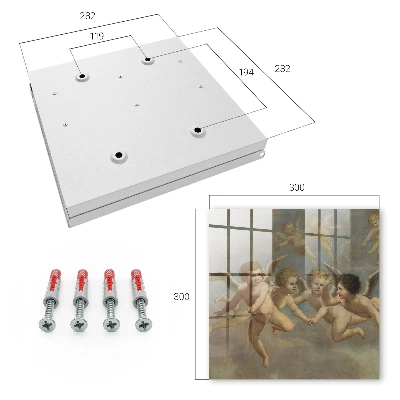 Flying putti baroque painting Key cabinet