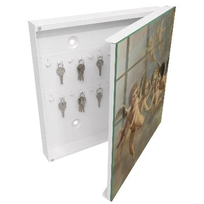 Flying putti baroque painting Key cabinet