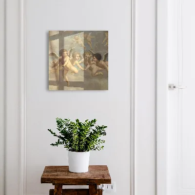 Flying putti baroque painting Key cabinet