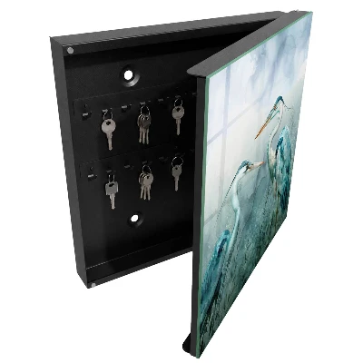 Watercolor herons Key box for wall