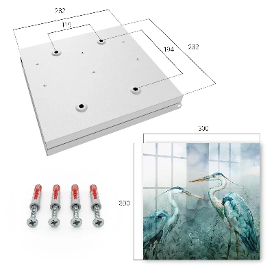 Watercolor herons Key box for wall