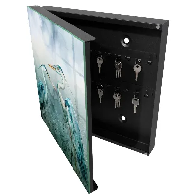 Watercolor herons Key box for wall