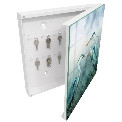 Watercolor herons Key box for wall
