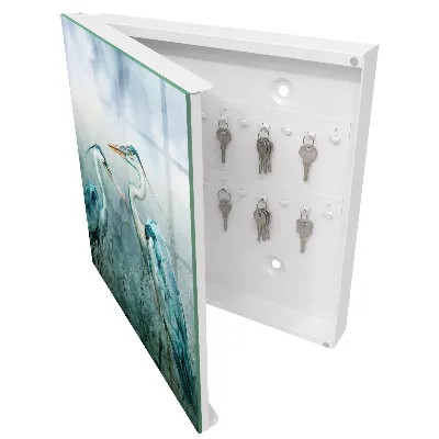 Watercolor herons Key box for wall