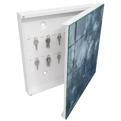 Wall-mounted key box with flowers in a vase design