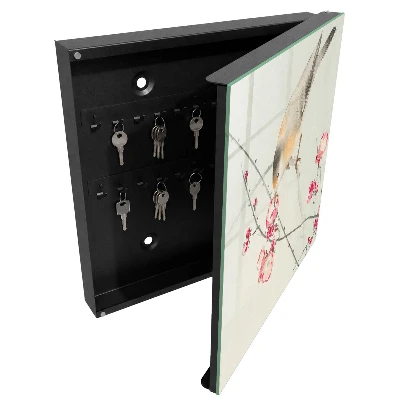 Little bird and flowers Key box for wall