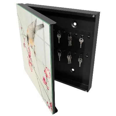 Little bird and flowers Key box for wall