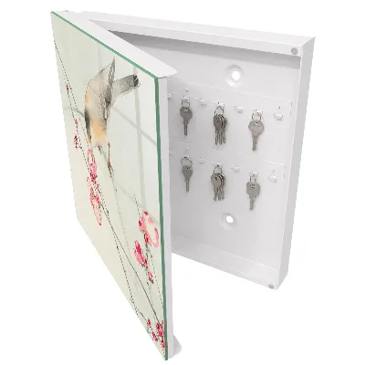 Little bird and flowers Key box for wall