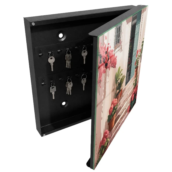 Flowers on stairs Key box for wall