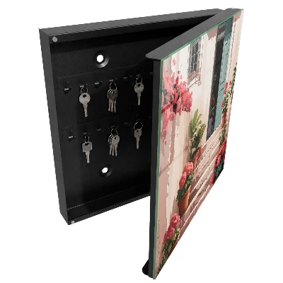 Flowers on stairs Key box for wall