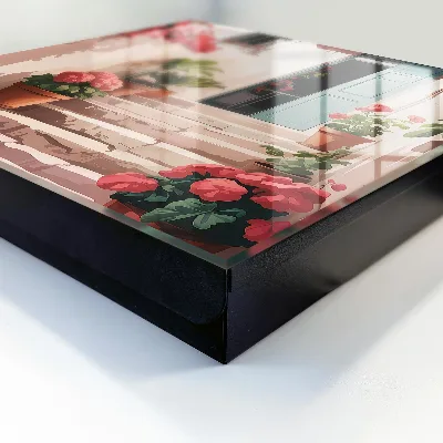 Flowers on stairs Key box for wall