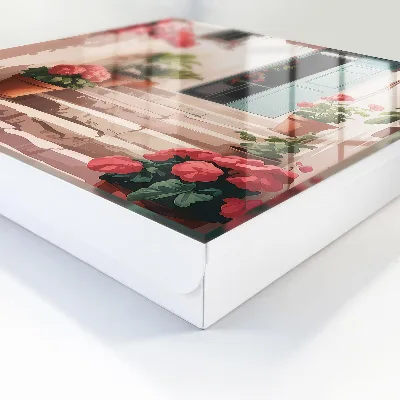 Flowers on stairs Key box for wall
