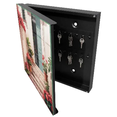 Flowers on stairs Key box for wall