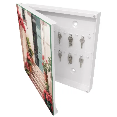 Flowers on stairs Key box for wall